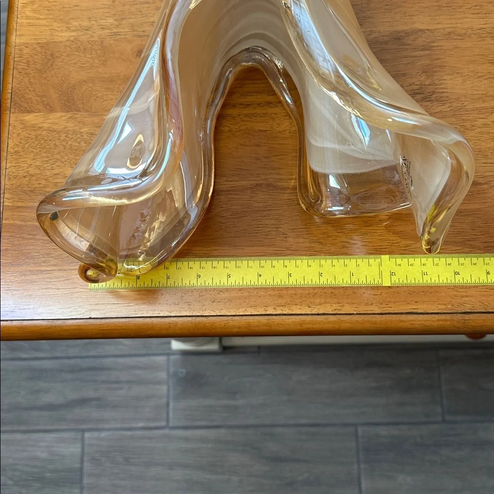 Murano Italy Swirl Glass Vase in Cream tones. Large 17” - Picture 8 of 13